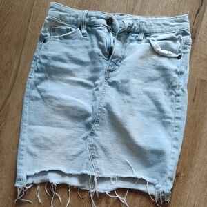 Light Blue Distressed Denim Skirt